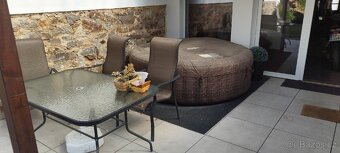 Zahradní sestava sezení, stůl, 4x židle, stojan na slunečník - 2
