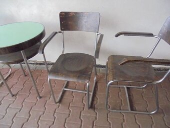 Chromovaná křesla 4x kusy + stůl Funkcionalismus - 2
