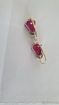 Zlaté starožitné náušnice Rubín - 2