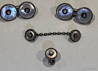 Starý pánský set – manžetové knoflíky + košilové knoflíčky, - 2