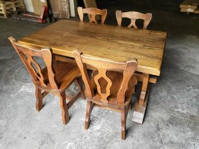 Dubový jídelní stůl + čtyři židle z masivu - 2