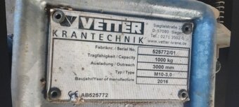 stlpový žeriav Vetter 1 t - 3 m r. 2016 - 2