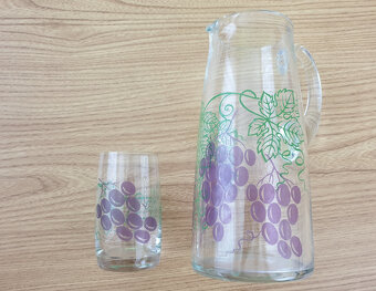 Starý džbán na cca 1,7 litru + sklenička - 2