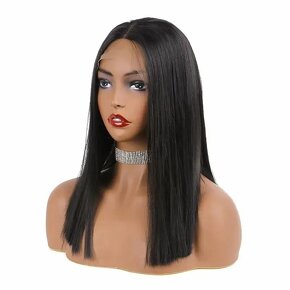 Nová černá rovná Lacefront paruka - 2
