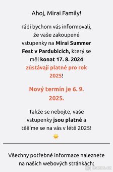 2 lístky na MIRAI summerfest Pardubice - 2
