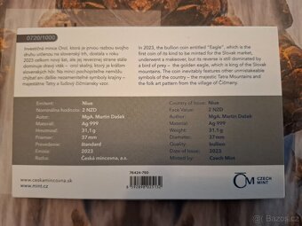 Stříbrná uncová investiční mince Orel 2023 stand číslovaný - 2