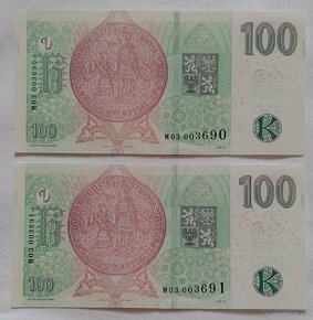 100 korun s přítiskem ČNB 2018/2019 2x - 2