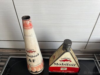 Plechovka  od oleje Mobiloil + Mobiloel - 2