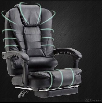 Otočné kancelářské křeslo s masážním přístrojem a podnožkou - 2