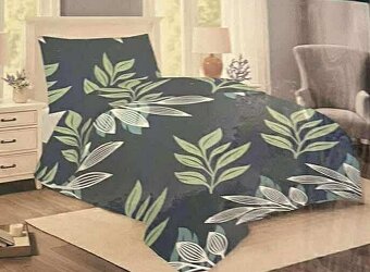 Ložní povlečení 140×200 + 70×90 – zelený listový vzor, bavln - 2
