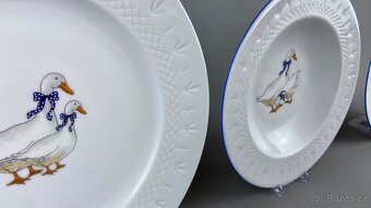 Talířová souprava pro 6 osob husy, modrá linka - 2