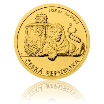 Zlatá 1/25oz investiční mince Český lev 2019 stand - 2