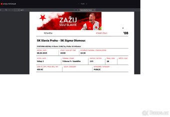 Vstupenka Slavia Praha-Sigma Olomouc - Pohár - 2