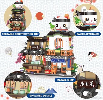 Stavebnice QLT 809 dílu Japanese Street Izakaya B0D89YT32Y - 2