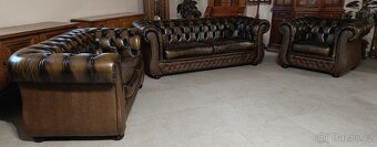 Kožená Chesterfield sedací souprava 3+2+1. TOP - 2