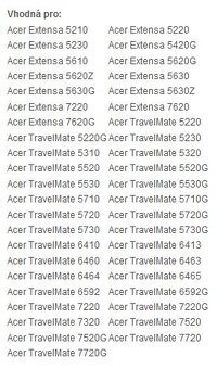 baterie TM00751 pro notebooky Acer Extensa,TravelMate (1.5h) - 2