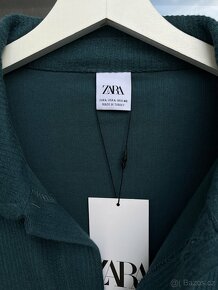 Pánská bavlněná smaragdová košilová bunda od Zara - 2