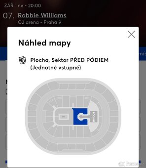 Robbie Williams Praha 7.9.2025 stání u podia - 2