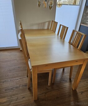 Rozkládací jídelní stůl IKEA Bjursta + 6 židlí - 2