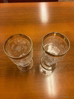 Secesní masivní zlacená sklenice Grogovka - 2