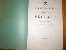 Prodám katalog dílů traktoru Škoda 30 z roku 1948. - 2