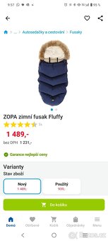 Prodám dětský péřový fusak Zopa - 2