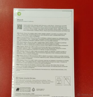 Apple iPhone 15 128GB Black CZ Nový záruka 24 měsíců - 2