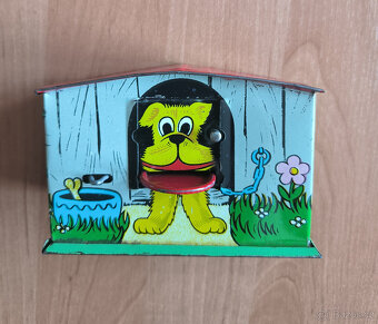 Starožitná retro plechová pokladnička na mince - 2