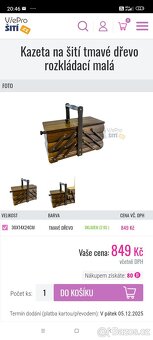 Kazeta na šití tmavé dřevo rozkládací - 2