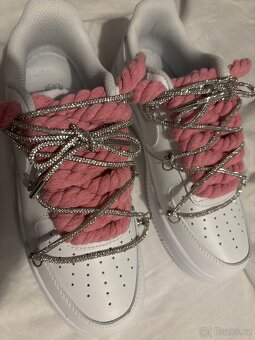 Nike air force 1 růžové rope laces a třpytivé tkaničky - 2