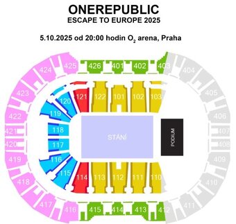 Prodám 4 vstupenky na sezení na ONEREPUBLIC do O2 - 2