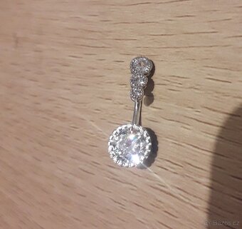 Nový piercing do pupíku třpytivý chirurgická ocel nový - 2