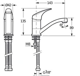 umyvadlová baterie JIKA - Talas, s otočným ramínkem - 2