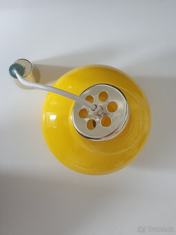 Vintage závěsný lustr ze 70. let – žluté opalinové sklo - 2