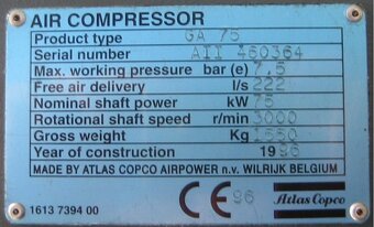 ATLAS COPCO GA 75-7,5 - 2