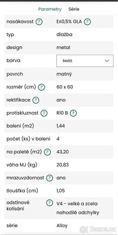 EBS Alloy dlažba 60x60 grey matná - 2