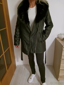 Zimní koženková bunda, křivák, parka - 2