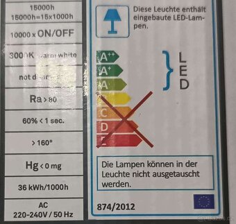 Stropní LED svítidlo 54x54cm, 36W - černé / bílé - 2