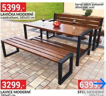 Zahradní nábytek - stůl+lavice+lavice s opěradlem - 2