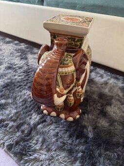 Keramický retro slon podstavec na květiny - 2