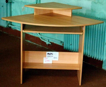 2 pracovní nové ROHOVÉ stoly PC 90x90/75-85v.s výsuv.a polic - 2