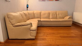 Rohová moderní kožená sedací souprava - 2