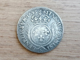 Stříbro 1/2 Ecu 1693 král Ludvík XIV. Francie stříbrná mince - 2