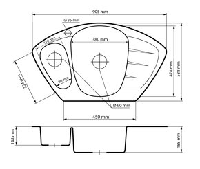 Rohový granitový dřez vč. baterie AKCE - 2