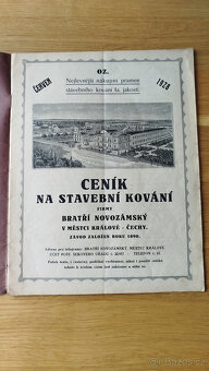 předválečný ceník firmy Bratří Novozámský z roku 1928 - 2