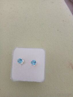 Stříbrné náušnice s Topazem sky blue - 2