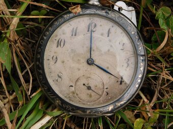 Starožitné stříbrné kapesní hodinky niello / tula - 2