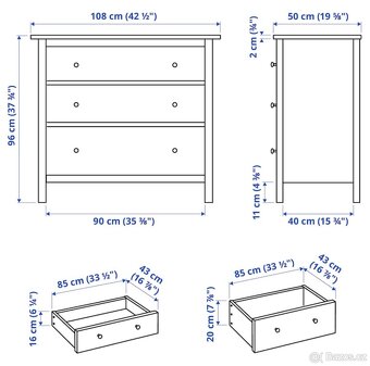 Komoda HEMNES 108x96 | Šedo-bílá - 2