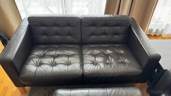 Ikea kožená pohovka tm. hnědá - 2x + podnožka - 2