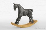 Dekorace kůň, socha koně, Houpací koník cínová socha z kovu - 2